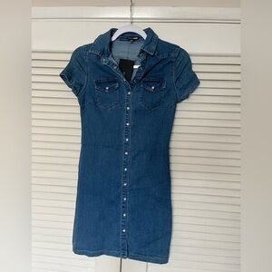 Denim Pearl Snap Country Western Mini Dress, NWT size S
